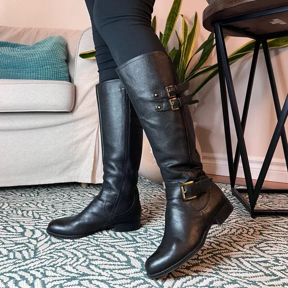 Naturalizer Black Leather Winter Boots - Picture 1 of 16